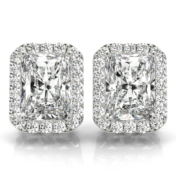Emerald Halo Diamond Earrings · 0.36 ct tw