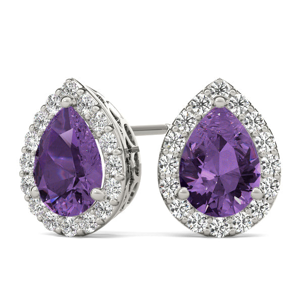 Pear Halo Diamond Earrings · 0.27 ct tw