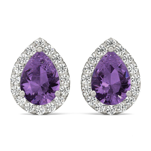 Pear Halo Diamond Earrings · 0.27 ct tw