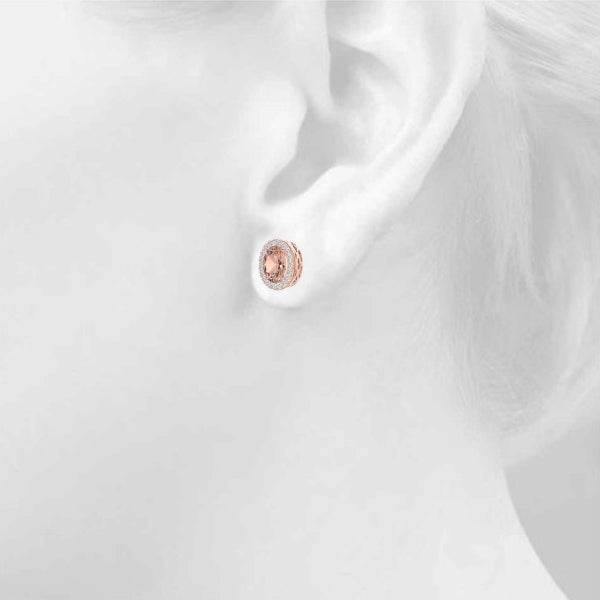 Oval Halo Diamond Earrings · 0.36 ct tw