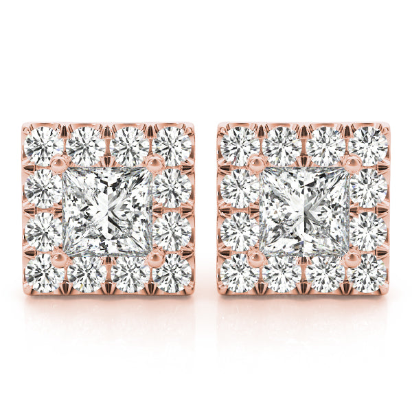 Square Halo Diamond Earrings · 0.62 ct tw