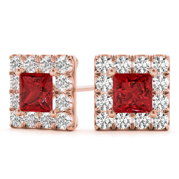Square Halo Diamond Earrings · 1.06 ct tw