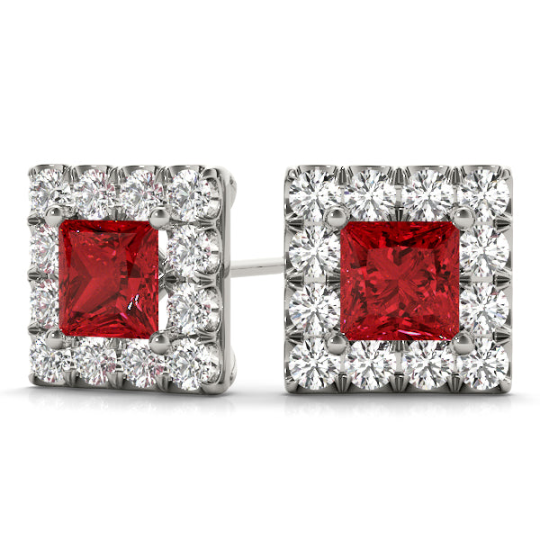 Square Halo Diamond Earrings · 1.98 ct tw