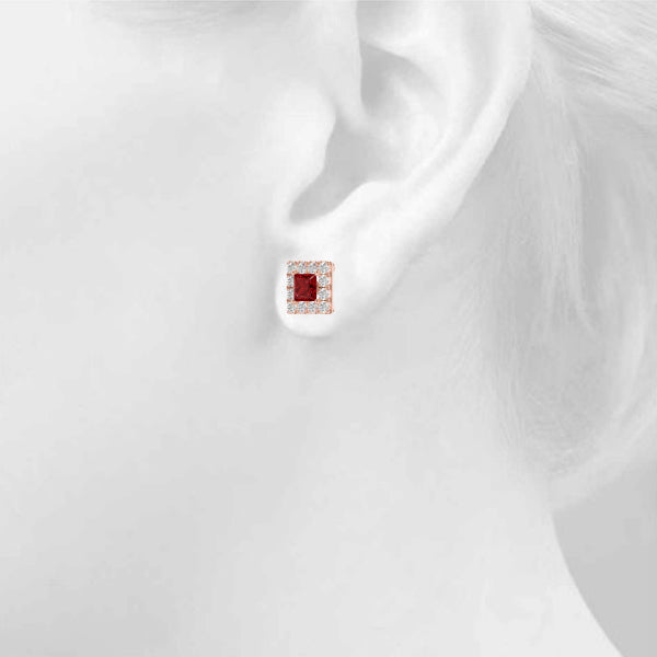 Square Halo Diamond Earrings · 0.32 ct tw