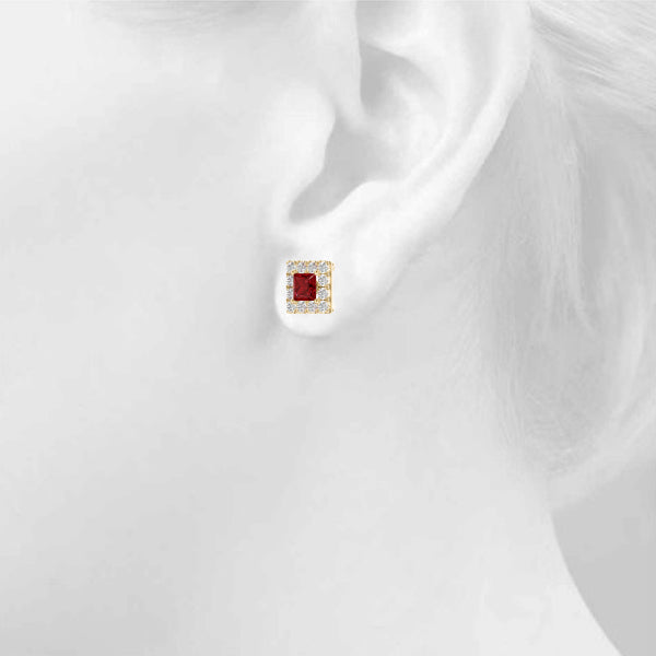 Square Halo Diamond Earrings · 1.06 ct tw