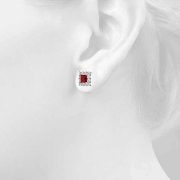 Square Halo Diamond Earrings · 1.92 ct tw