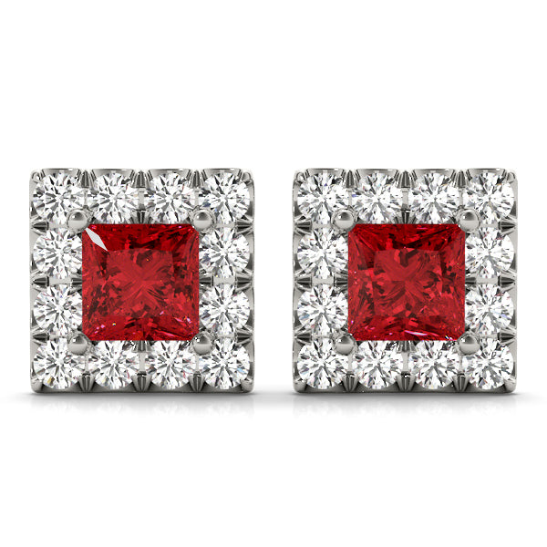 Square Halo Diamond Earrings · 0.44 ct tw