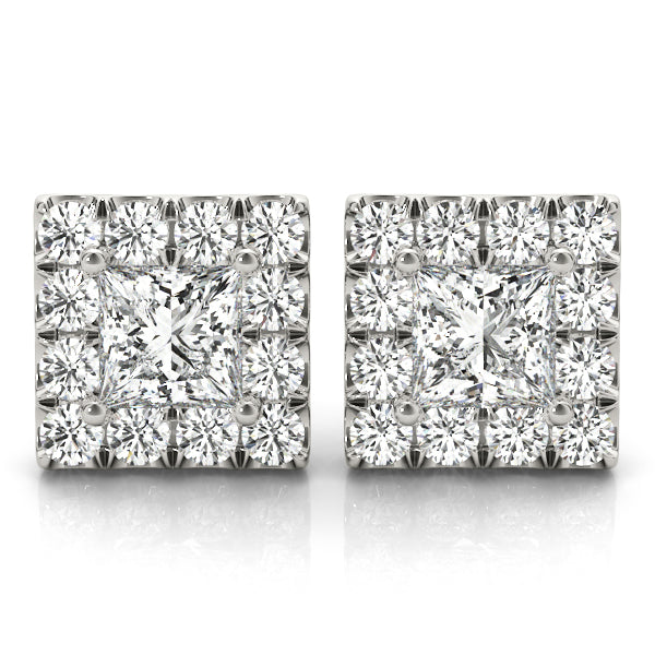 Square Halo Diamond Earrings · 0.44 ct tw