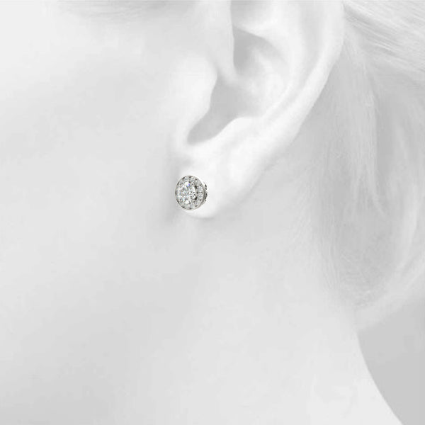 Round Halo Diamond Earrings · 1.39 ct tw