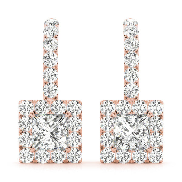 Square Halo Diamond Earrings · 0.88 ct tw