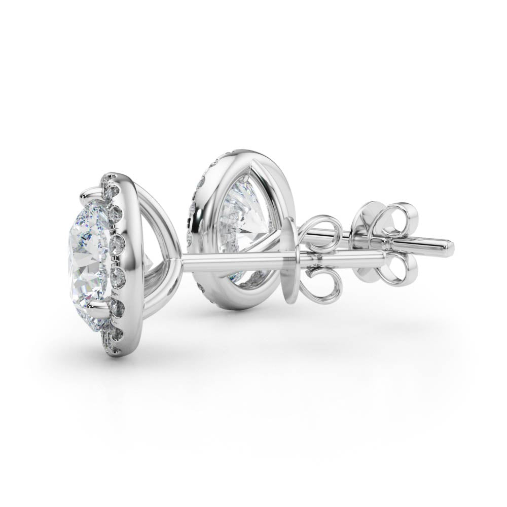 Round Halo Diamond Earrings · 3.34 ct tw