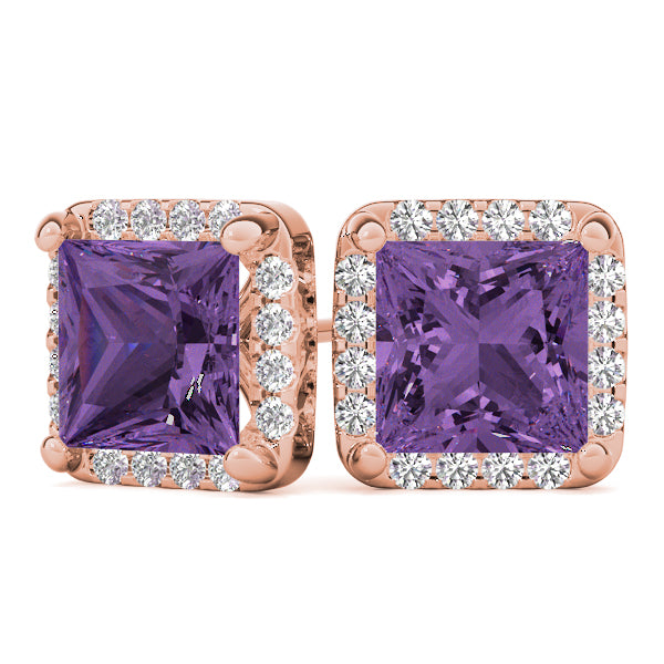 Square Halo Diamond Earrings · 3.29 ct tw