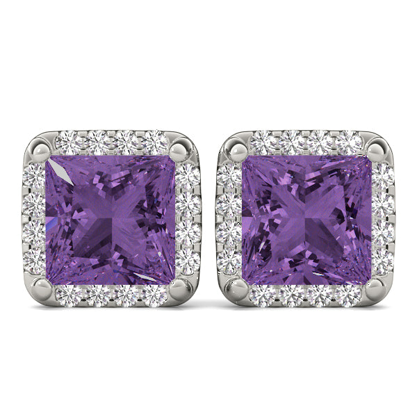 Square Halo Diamond Earrings · 4.36 ct tw