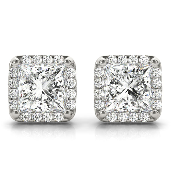 Square Halo Diamond Earrings · 3.29 ct tw