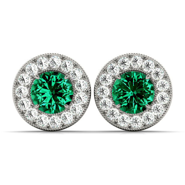 Round Halo Diamond Earrings · 0.76 ct tw