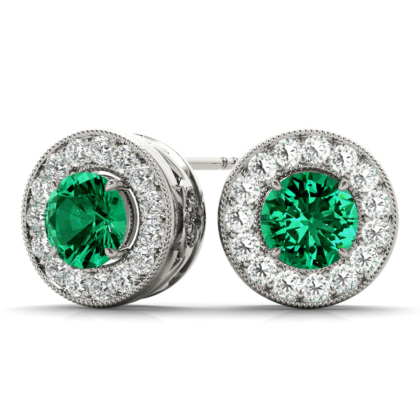 Round Halo Diamond Earrings · 0.76 ct tw