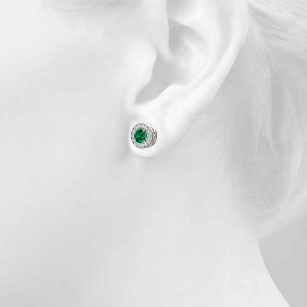 Round Halo Diamond Earrings · 0.76 ct tw