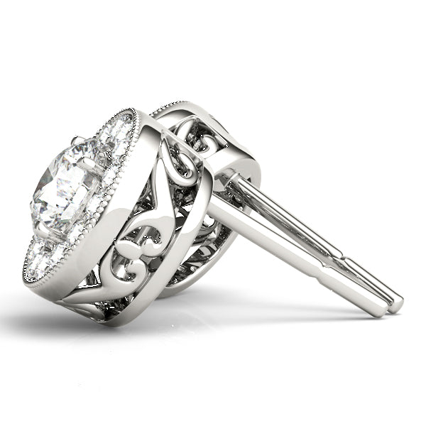 Round Halo Diamond Earrings · 0.76 ct tw