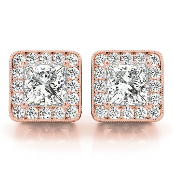 Square Halo Diamond Earrings · 3.10 ct tw