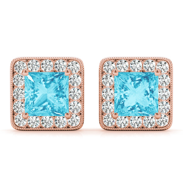 Square Halo Diamond Earrings · 3.10 ct tw