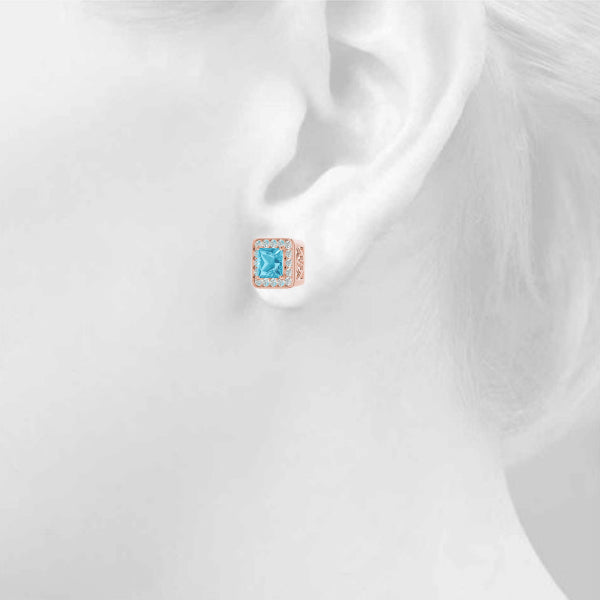 Square Halo Diamond Earrings · 1.82 ct tw