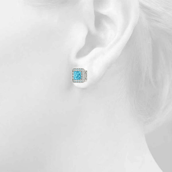 Square Halo Diamond Earrings · 1.14 ct tw