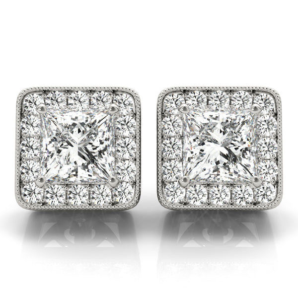 Square Halo Diamond Earrings · 1.82 ct tw