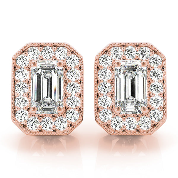 Emerald Halo Diamond Earrings · 0.98 ct tw