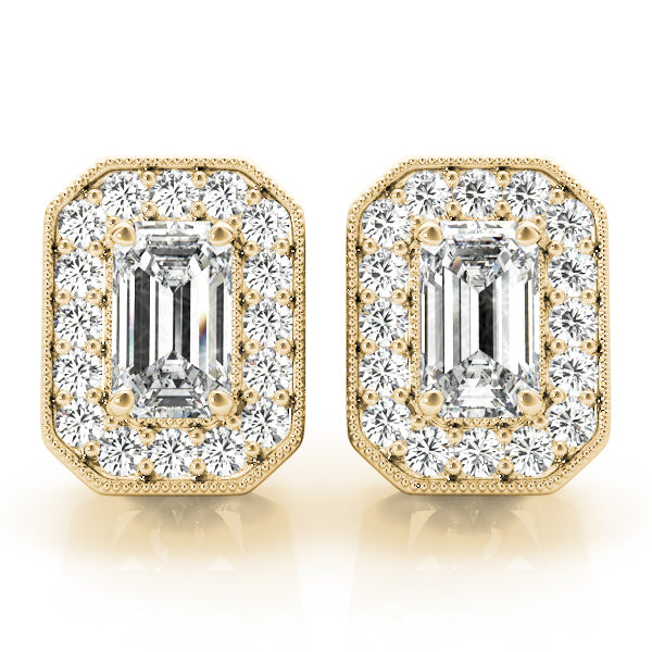 Emerald Halo Diamond Earrings · 1.56 ct tw