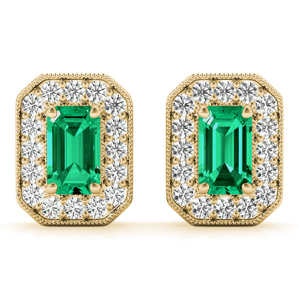 Emerald Halo Diamond Earrings · 0.98 ct tw