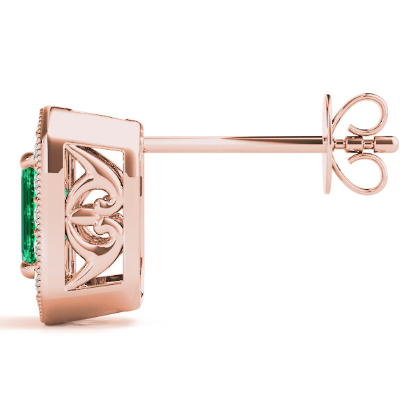 Emerald Halo Diamond Earrings · 0.98 ct tw