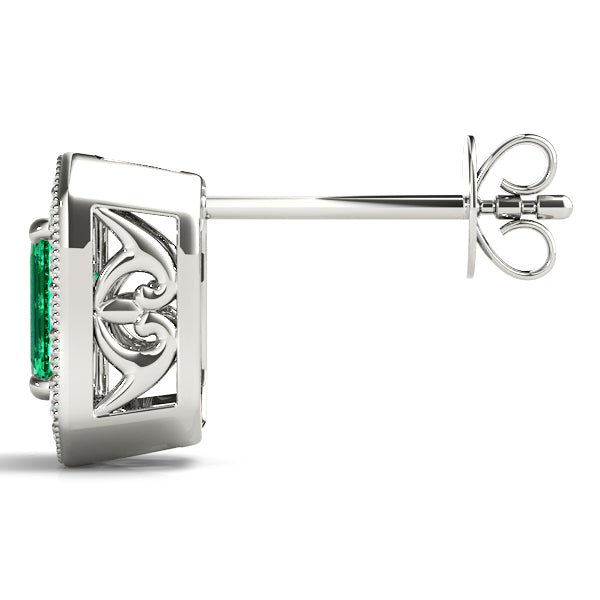 Emerald Halo Diamond Earrings · 0.98 ct tw