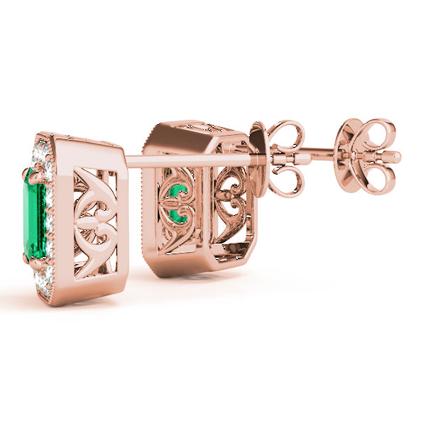 Emerald Halo Diamond Earrings · 0.98 ct tw