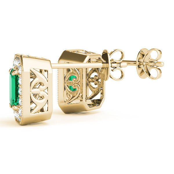 Emerald Halo Diamond Earrings · 0.44 ct tw