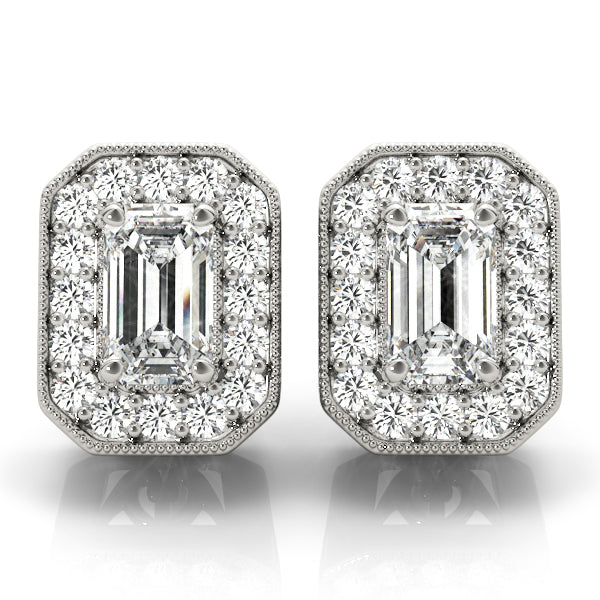 Emerald Halo Diamond Earrings · 0.98 ct tw