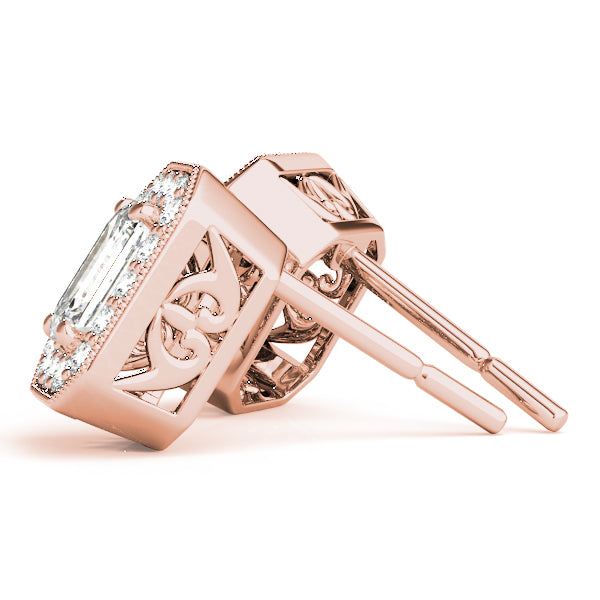Emerald Halo Diamond Earrings · 0.98 ct tw