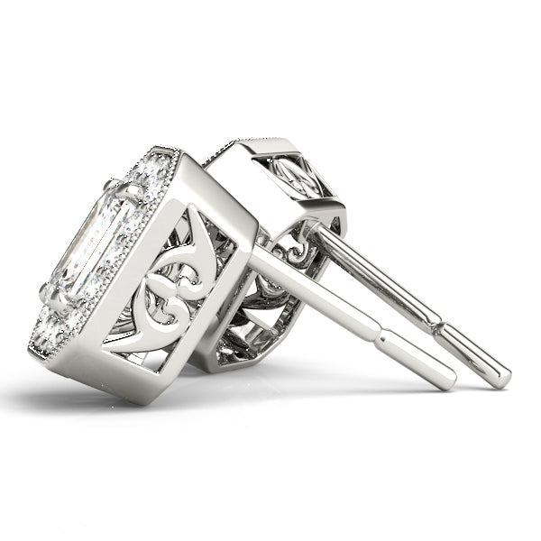 Emerald Halo Diamond Earrings · 0.98 ct tw