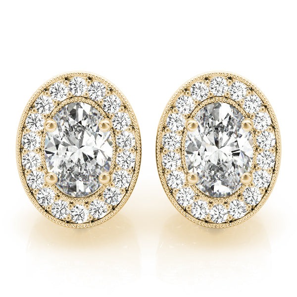 Oval Halo Millgrain Diamond Earrings · 0.48 ct tw