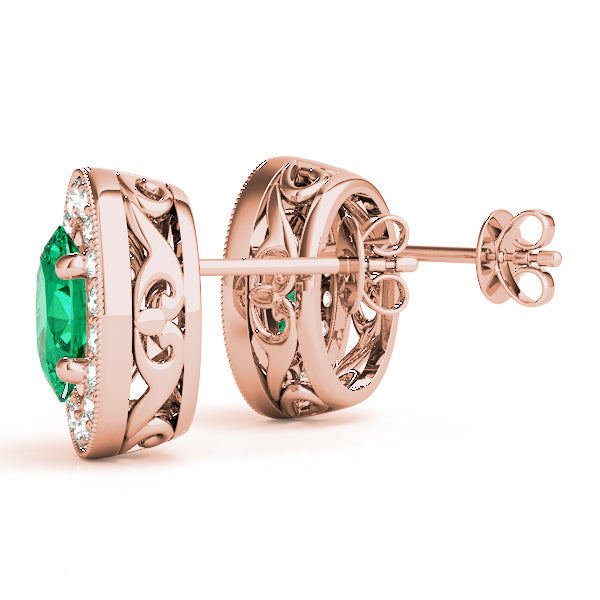 Oval Halo Millgrain Diamond Earrings · 0.48 ct tw