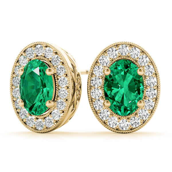 Oval Halo Millgrain Diamond Earrings · 0.48 ct tw