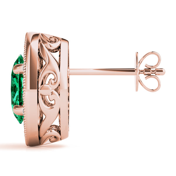Oval Halo Millgrain Diamond Earrings · 0.48 ct tw