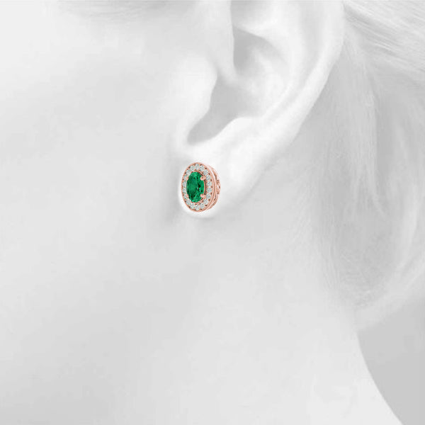 Oval Halo Millgrain Diamond Earrings · 0.48 ct tw