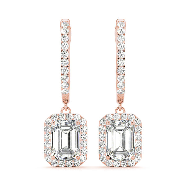 Emerald Halo Diamond Earrings · 4.62 ct tw