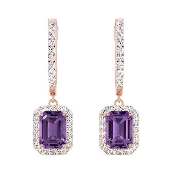 Emerald Halo Diamond Earrings · 4.62 ct tw