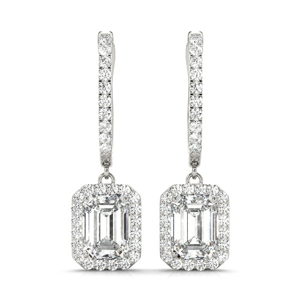 Emerald Halo Diamond Earrings · 4.59 ct tw