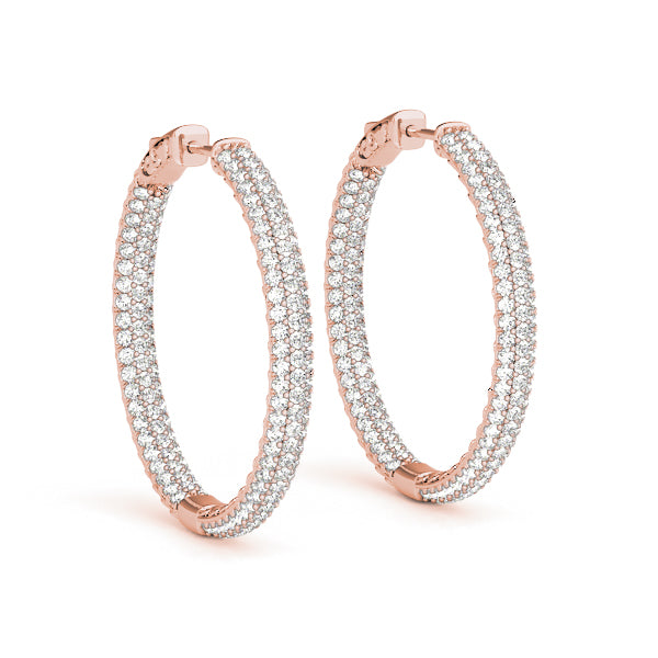 Round 0.8 Inch 3 Row Pave Diamond Hoop · 1.00 ct tw
