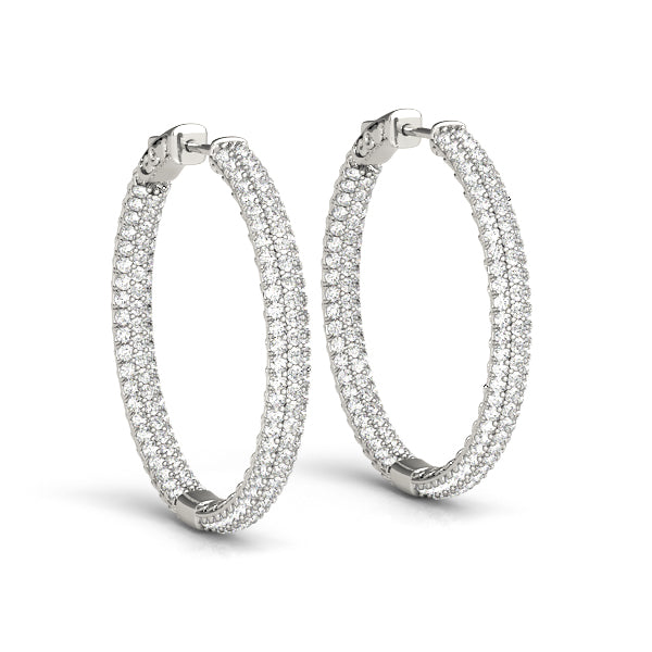 Round 0.8 Inch 3 Row Pave Diamond Hoop · 1.00 ct tw