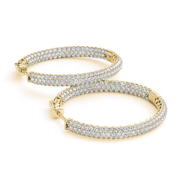 Round 0.8 Inch 3 Row Pave Diamond Hoop · 1.00 ct tw