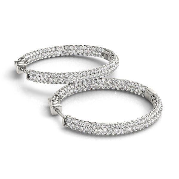 Round 0.8 Inch 3 Row Pave Diamond Hoop · 1.00 ct tw