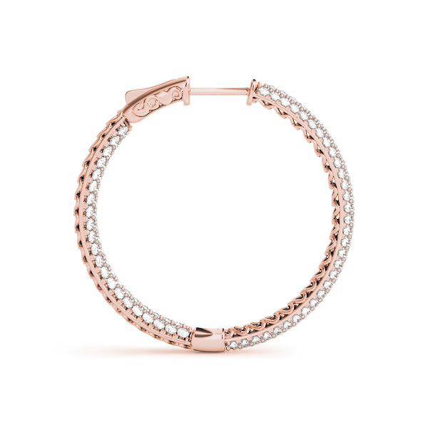 Round 0.8 Inch 3 Row Pave Diamond Hoop · 1.00 ct tw
